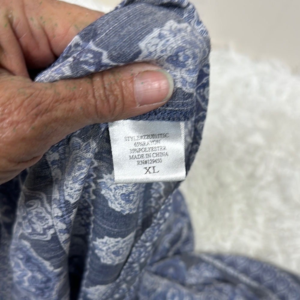 Como Vintage Blue and White Bell Sleeve Blouse - Picture 11 of 12